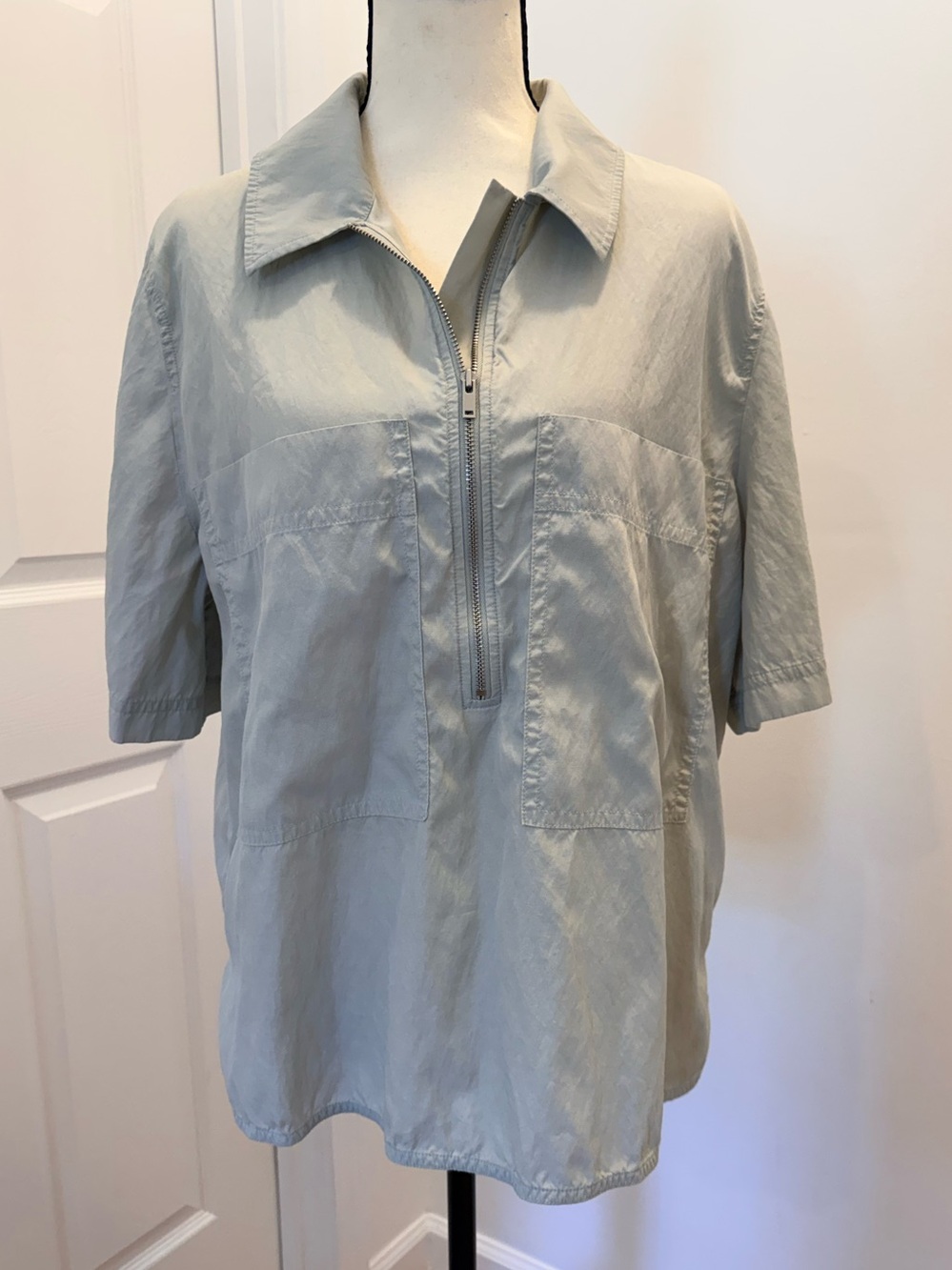 COS Light Gray Half-Zip Collared Women’s Top